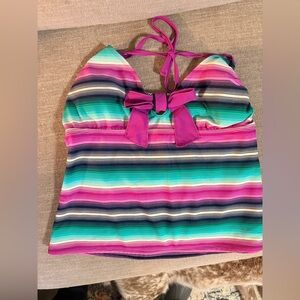 Striped Halter Swim top with Bow - Multicolor- only top